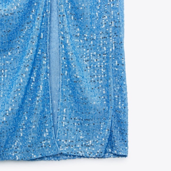 ZARA Sequin Blue Skirt - Picture 3 of 10